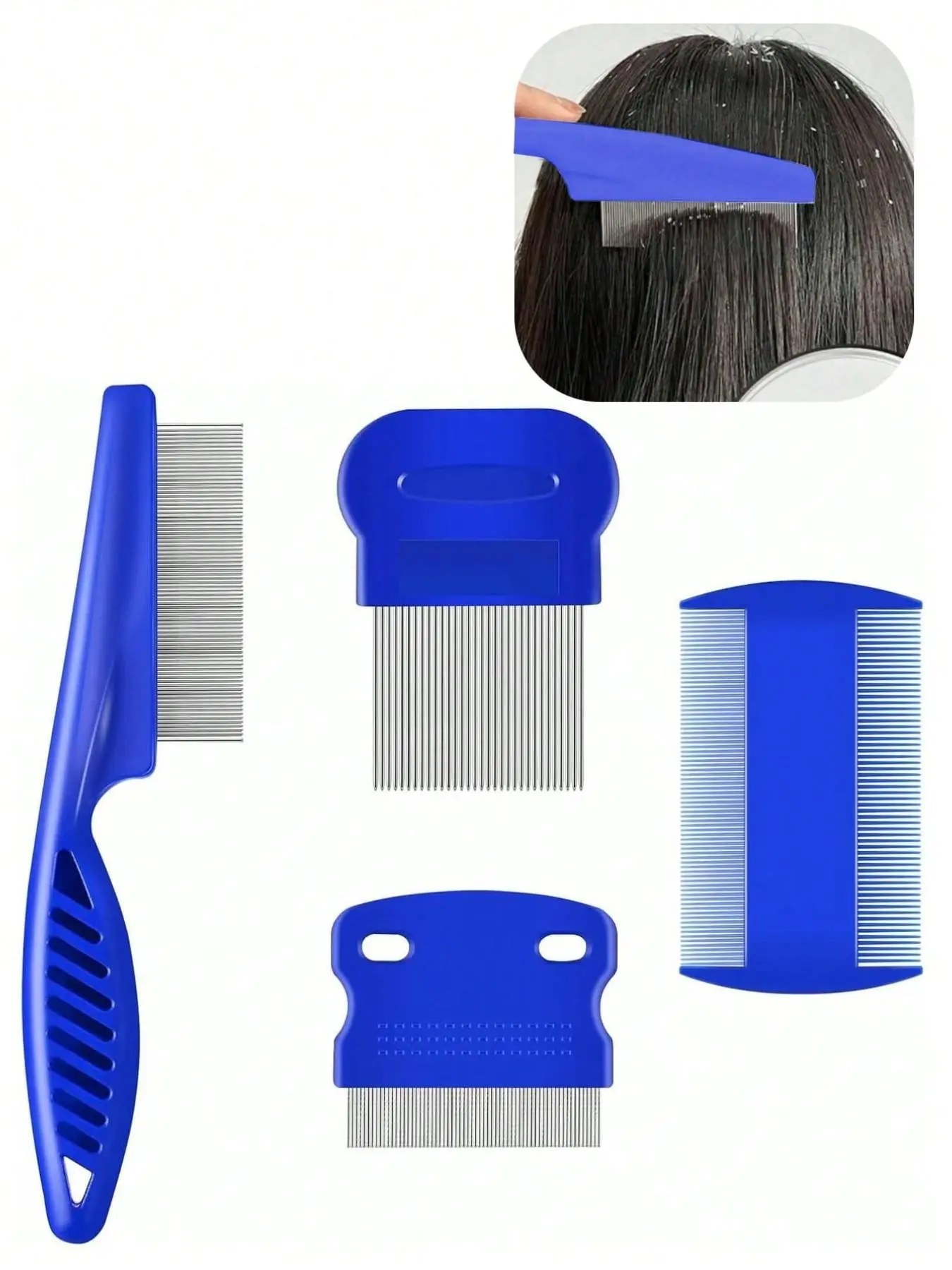 4-Pack Fine-Tooth Grooming Comb Set, Dense Teeth Hair Combs for Detangling, Scalp Care & Daily Hair Styling Tools for Women & Men