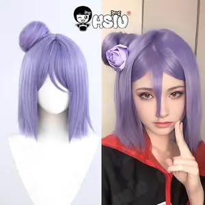 Konan Cosplay Wig HSIU 40CM purple short hair Heat Resistant Synthetic Wig+Wig cap Anime cosplay Wig