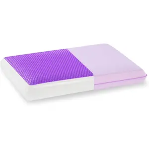 Cooling Gel Memory Foam Pillow - Reversible Design, Neck Support for Side, Back, Stomach Sleepers, Standard Size, Removable & Machine Washable Cover, Pressure Relief for Hot Sleepers, Purple