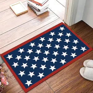 Door Mat for Bedroom Decor, Independence Day 4th of July Patriotic American Flag Floor Mats, Holiday Rugs for Living Room, Absorbent Non-Slip Bathroom Rugs Home Decor Kitchen Mat Area Rug