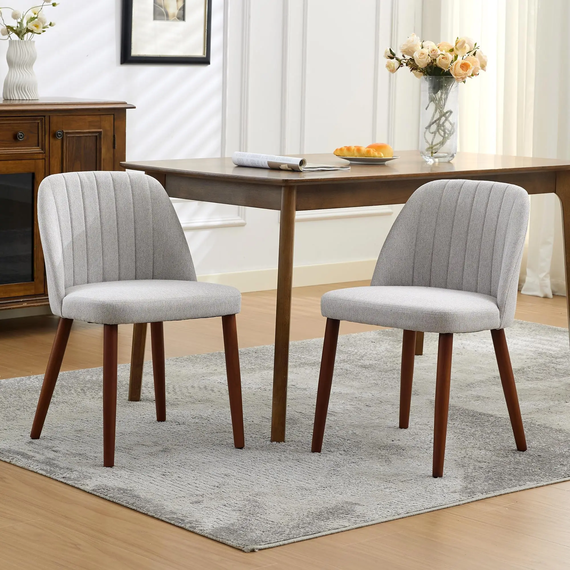 Garvee Dining Chair Upholstered Cushion Seat Wooden Legs Modern Design for Kitchen, Dining, Restaurant, Cafe