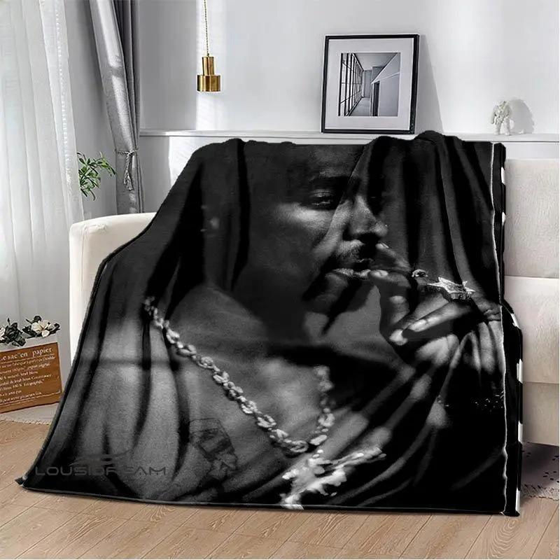 2PAC Hip-Hop Singer Printed Blanket Soft Cozy Leisure Warm Bed Blanket for Couch & Bedroom, Flannel & Fleece rapper Throw Blankets, Cool, Iconic, Trendy, Ideal Gift for Hip-Hop Fans & Music Lovers, Birthday, Holiday