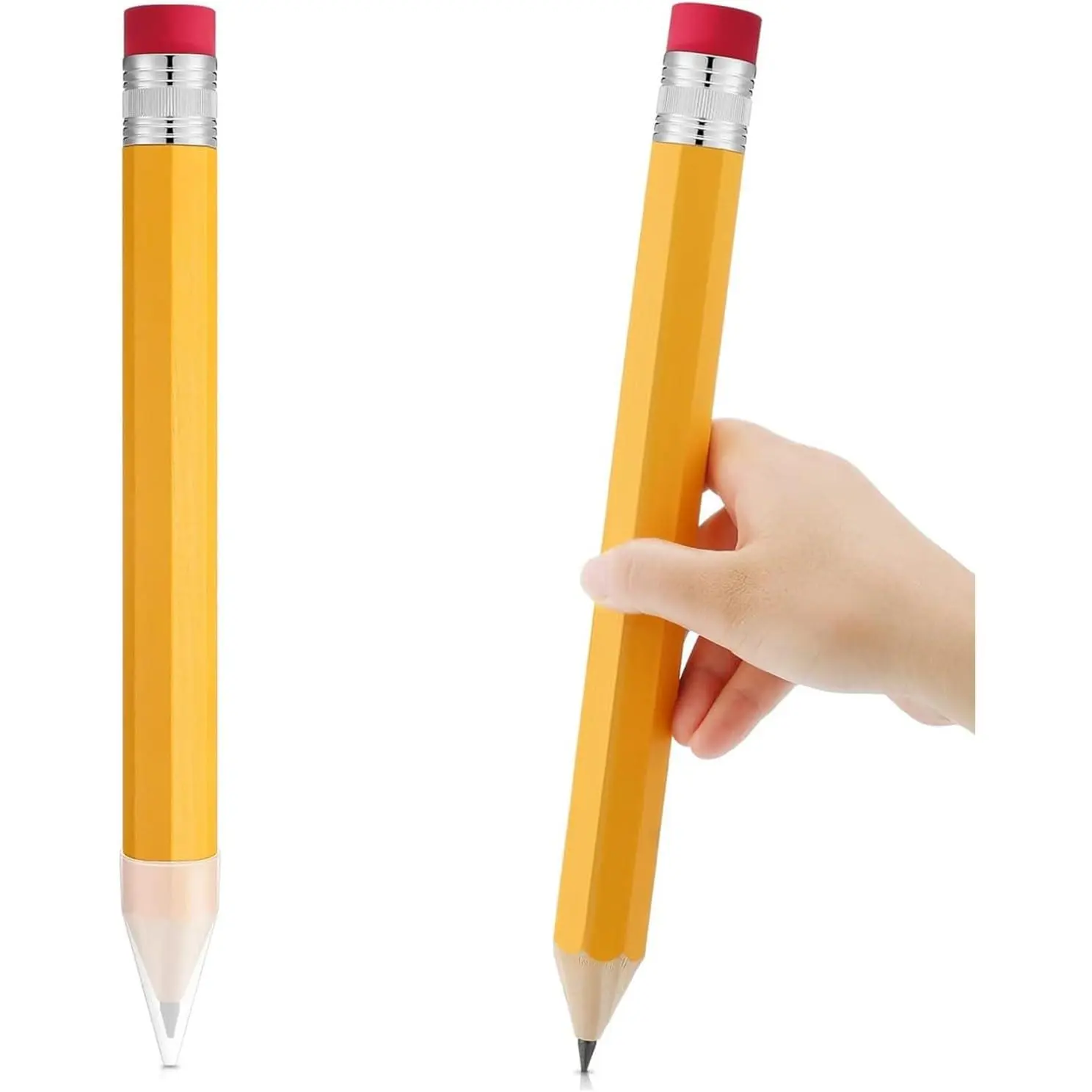 13.3'' Wooden  Pencils, Giant Pencils Funny Big Novelty Pencil With Cap For School  Office Prop Supplies (Yellow)
