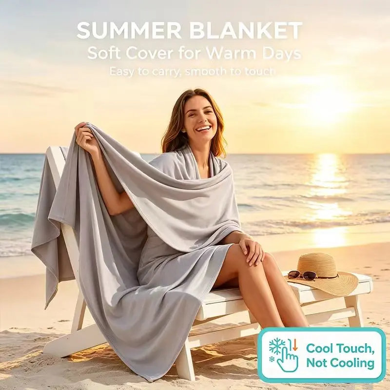 Viral Cool Touch Blanket for Hot Sleepers, Lightweight Breathable Air Conditioning Throw, Sand Resistant, Multi-Use for Bed, Sofa, Balcony, Seaside
