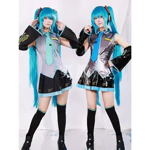 Cosplay costumes of Hatsune Miku in female attire for secondary creation stage performances, anime convention outfits, Halloween
