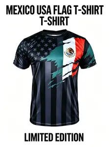 Men's Usa Flag Patchwork Print T-Shirt, Summer Quick-Dry Breathable Sports Wear Casual Short Sleeve Top, 3D Printed Mesh Fabric, Activewear Tee