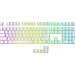 Pudding Keycaps | Double Shot PBT | 112  | Translucent Layer | Supports 60%, TKL & Full-Size RGB Mechanical Gaming Keyboards | ANSI () Layout & 4 ISO  (White)