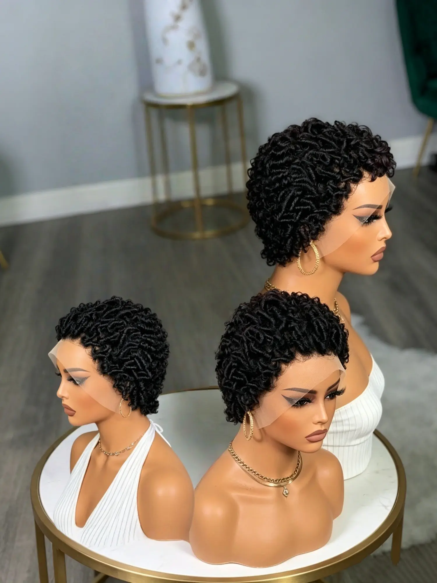 Short Human Hair Lace Front Glueless Dreadlock Wigs for Women