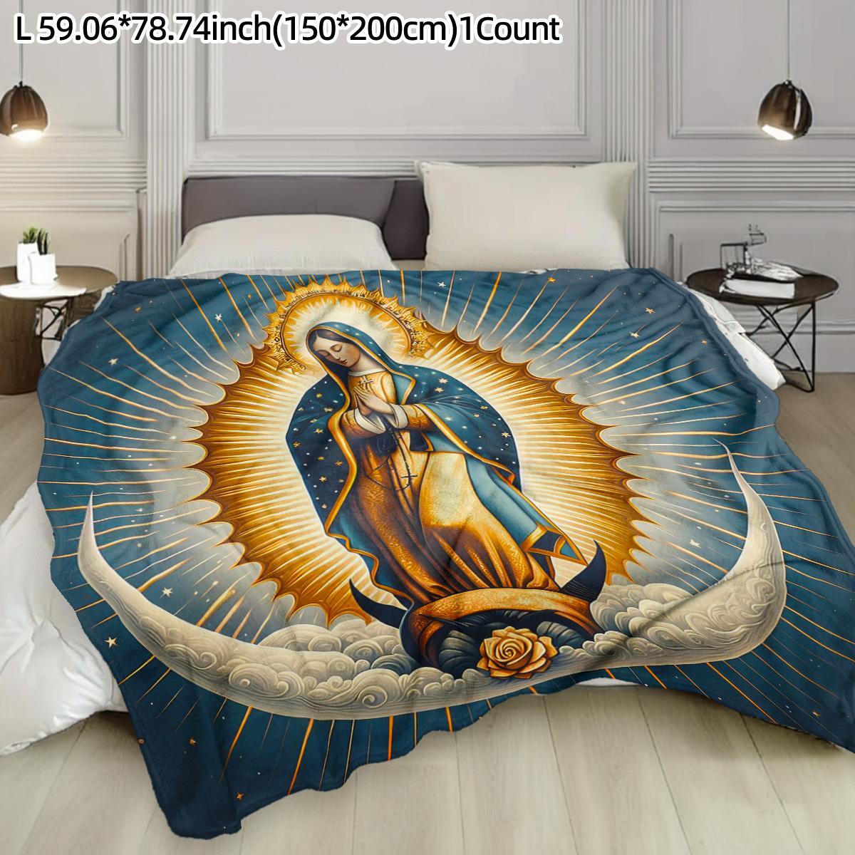 Virgin Mary Pattern Blanket, 1 Count Soft Warm Throw Blanket, Air-conditioned Room Blanket, Warm Nap Blanket for Home Office Camping Travel, Inspirational Blanket