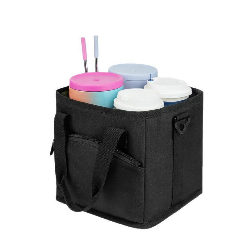 Portable Foldable Oxford Cup Bag| Reusable Coffee & Tea Carrier for Travel, Outdoor & Car Use