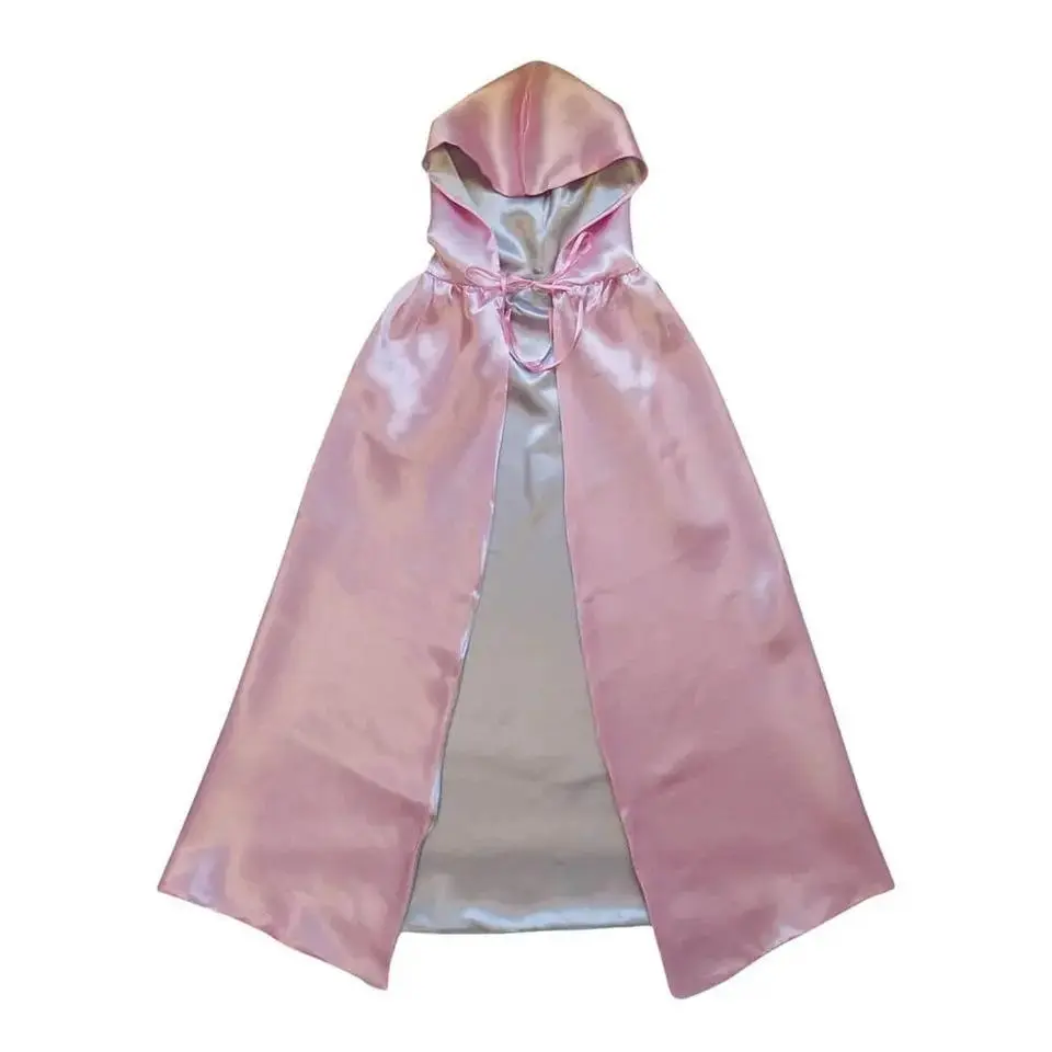 Pink & Silver Hooded Cape, Superhero or Princess Reversible Hooded Cloak