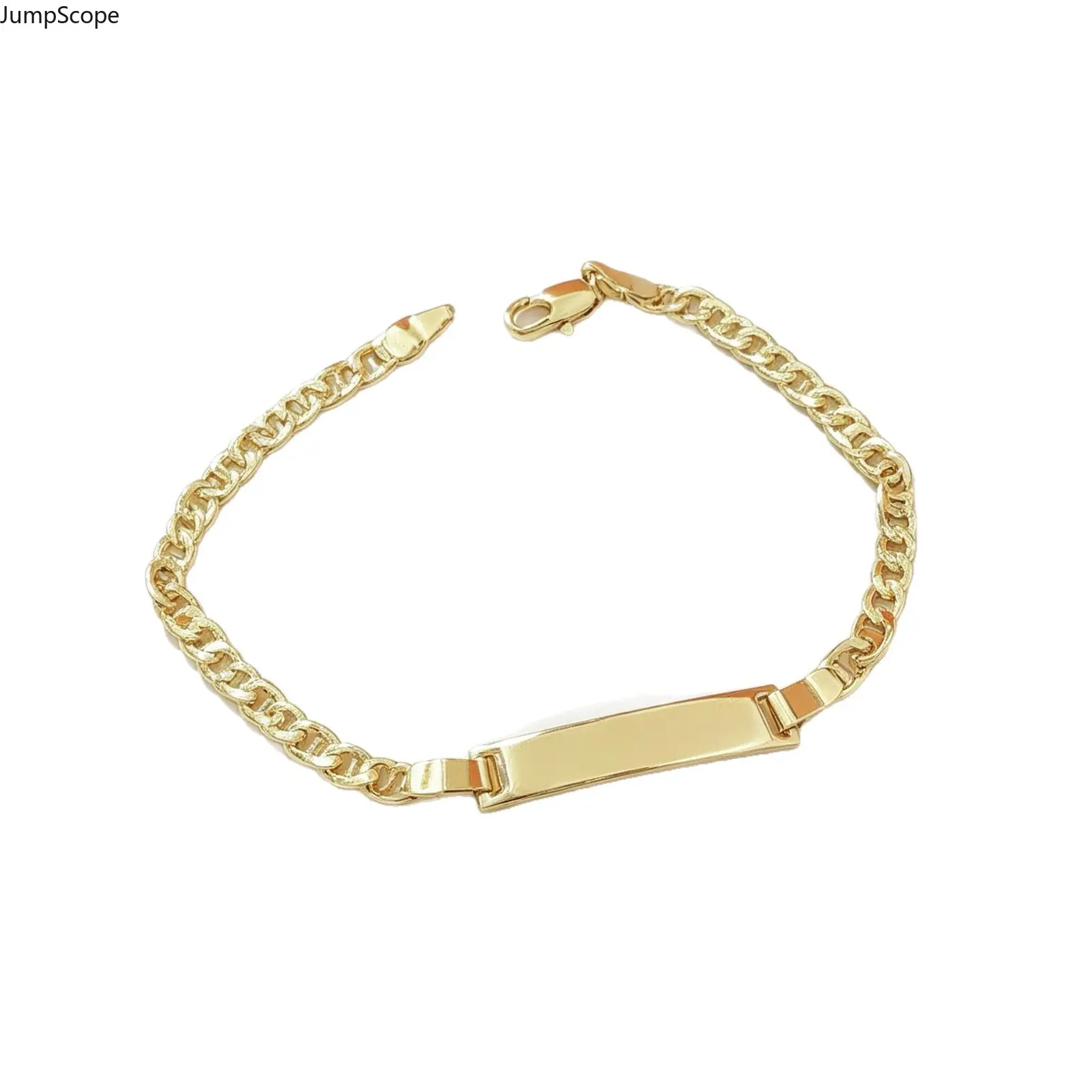 Adjustable Figaro Link Bracelet - Gold-Tone Hypoallergenic Mdf+Steel Alloy with Large Engravable ID Plate, Anti-Tarnish Comfort Fit for Indoor Recreation