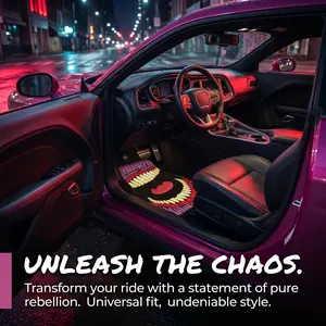 Joker Smile Car Floor Mats 4-Piece Set, Unique Interior for Young Drivers, Car Customization Enthusiasts, Anime Collectors