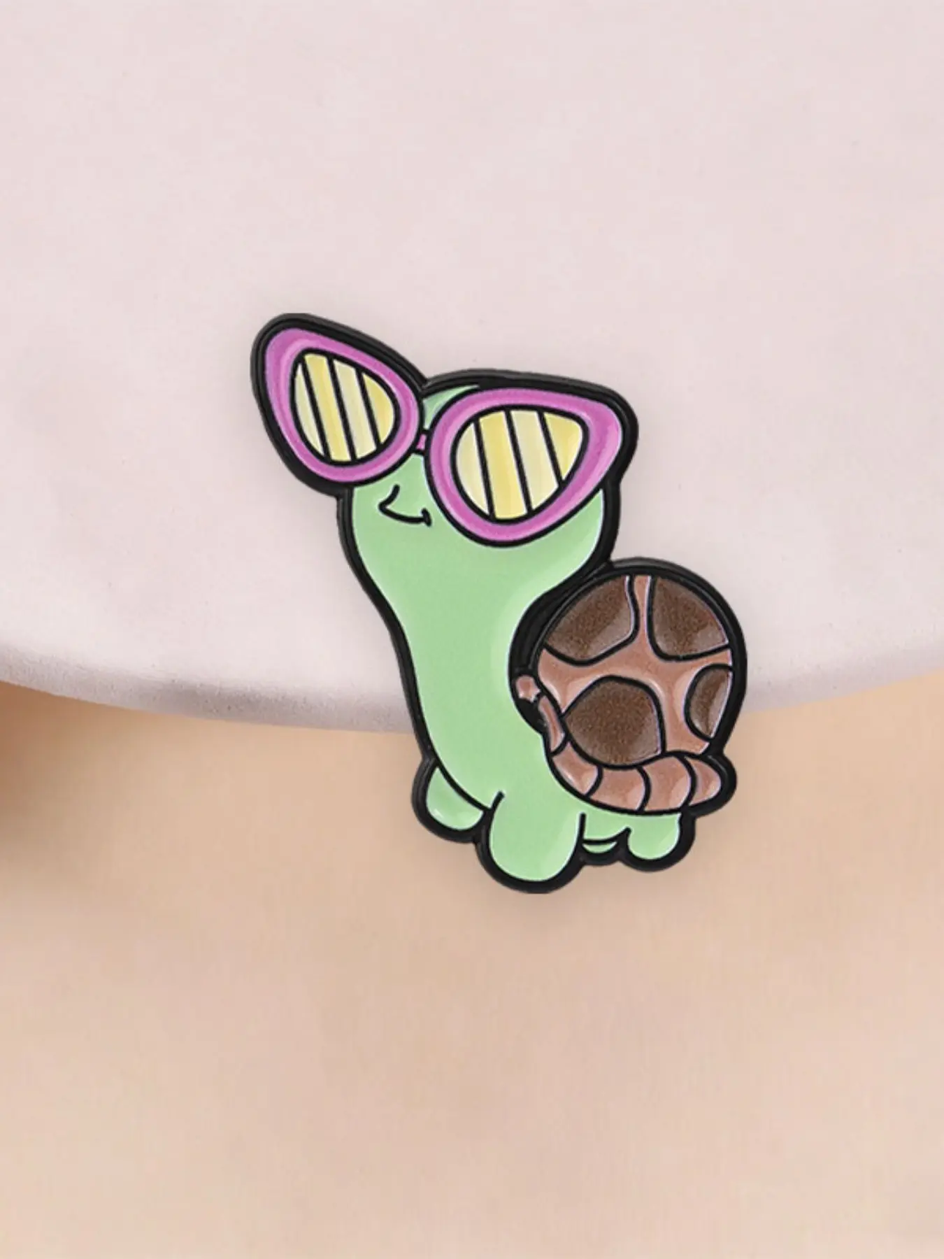 Cute Cool Sunglass-wearing Turtle Enamel Pin, Cartoon Tortoise Badge with Trendy Pink Sunglasses, Lovely Gift for Turtle Fan