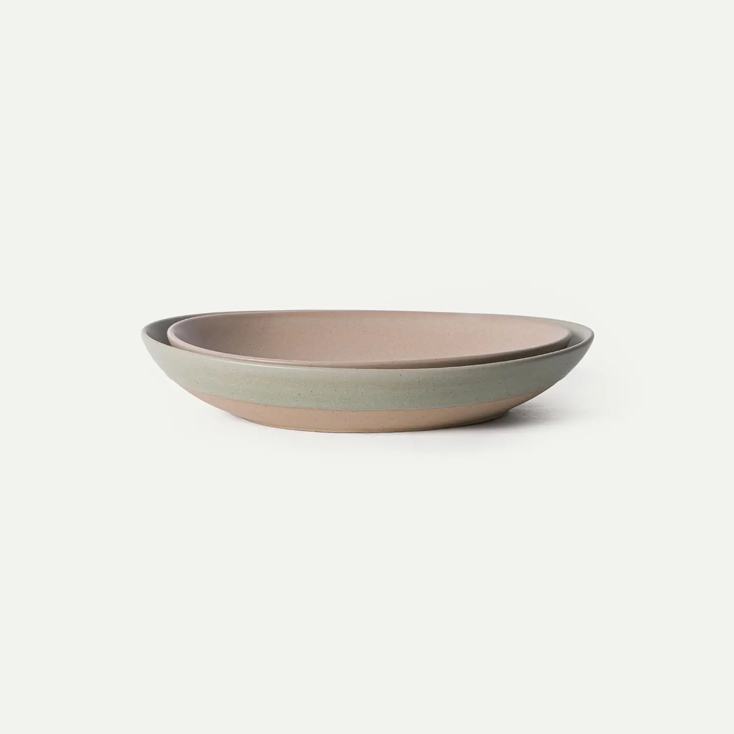 MORA Set of 2 Jumbo & Large Oval Ceramic Serving Platters, 13 Inch & 12 Inch Pottery Serving Dishes, Microwave Oven Dishwasher Safe, Thyme & Mushroom