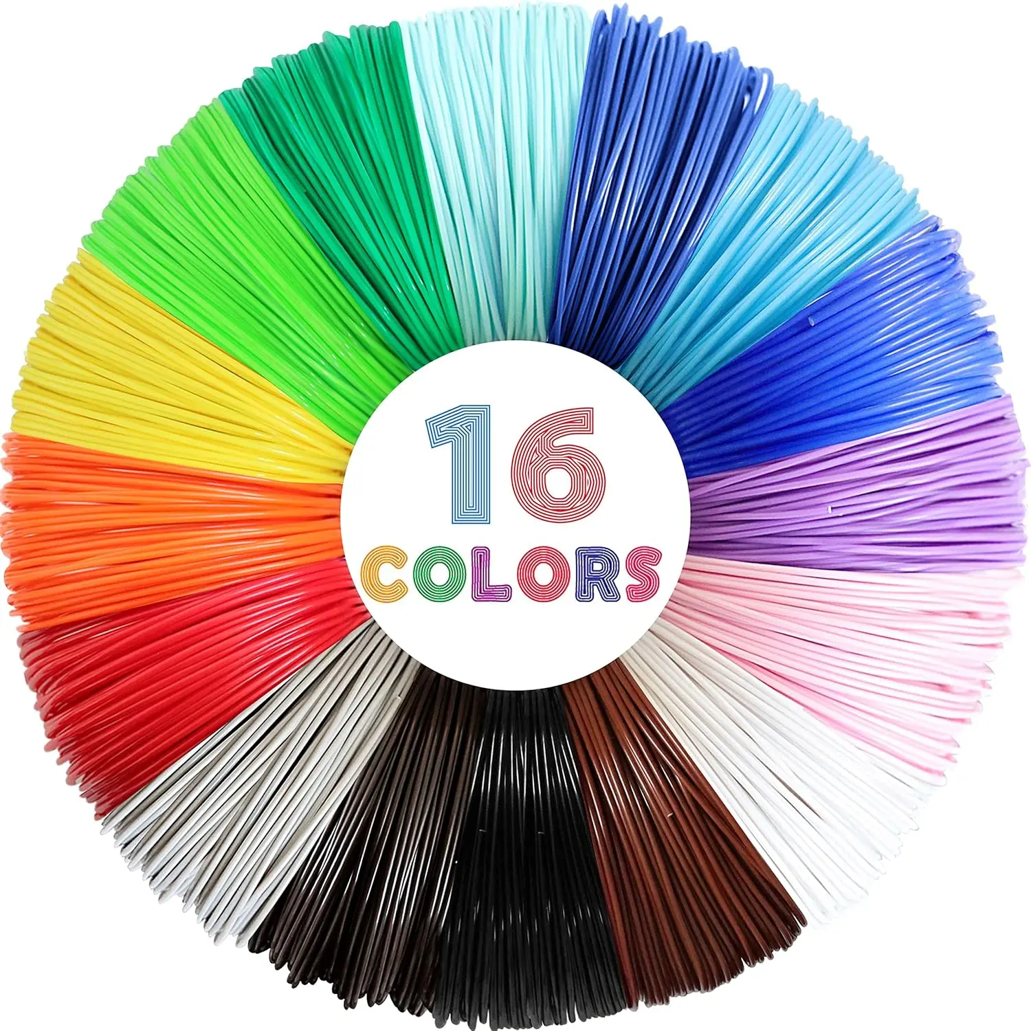 3D Pen 3D Printer PLA Filament Refill, 1.75mm PLA Filament Pack, High-Precision Diameter Filament, Each Color 10 Feet, Total 160 Feet Lengths, Great PLA Printing Sample Pack, Flashforge, Anycubic