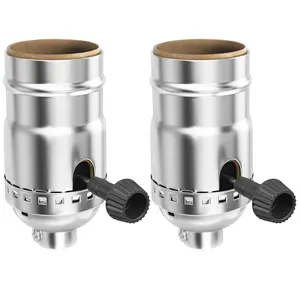 UL Listed 3-Way Lamp Socket , E26 Standard Threaded Base Light Socket, Turn  Knob for Low-Medium-High Light Settings, Table, Floor Lamp Repair Kit, 2-Pack, ()