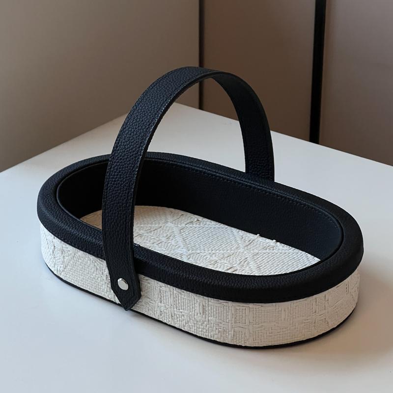 High-grade Sense Light Luxury Leather Tray Table Porch Coffee Table Key Storage Tray Sundry Lipstick Cosmetics Storage Box