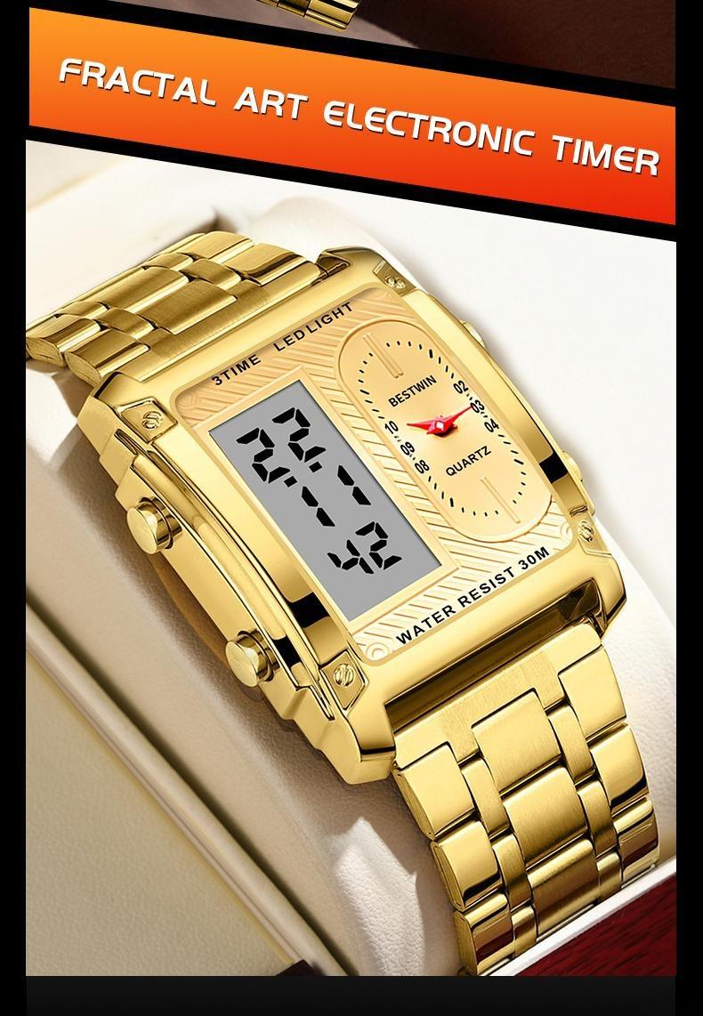 Luxury Racing men's square creative dual-movement multifunctional sports watch, featuring a luxurious triple-time design, water resistance, luminous dial,​Exuding a minimalist aesthetic, it is elegant, durable, and the perfect choice for everyday wear.​​