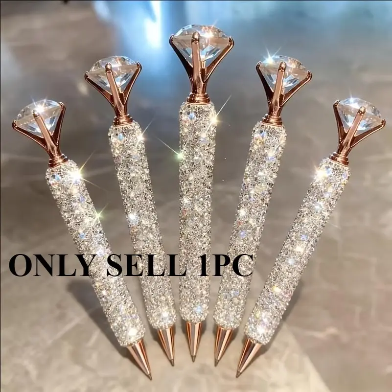 1-pack Light Luxury Ballpoint Pen, Rhinestone pen, Sparkling Artificial Diamond Office Supplies, Creative Gift Writing Pen, Suitable for Teachers and Students, Professional Pens, Fashionable Writing, High-end Appearance, Luxury Stationery, Gift Shoppers