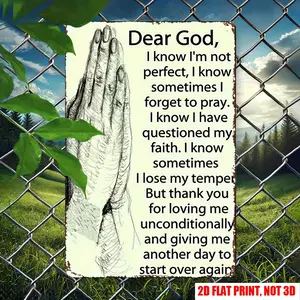 Motivational Prayer Metal Sign - Retro Inspirational Wall Art with "Dear God" Quote, Classic Religious Home Decor, Durable Metal Plaque for Faith-Based Gifts & Positive Energy, Prayer Room Decor, 2D Flat