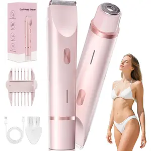 Bikini Trimmer Electric Razors for Women, Personal Shaver for Pubic Hair, Bikini Line, Legs, Underarms & Face, USB-C Rechargeable, Gentle on Sensitive Skin, Rinsable, Gift, Petal Pink
