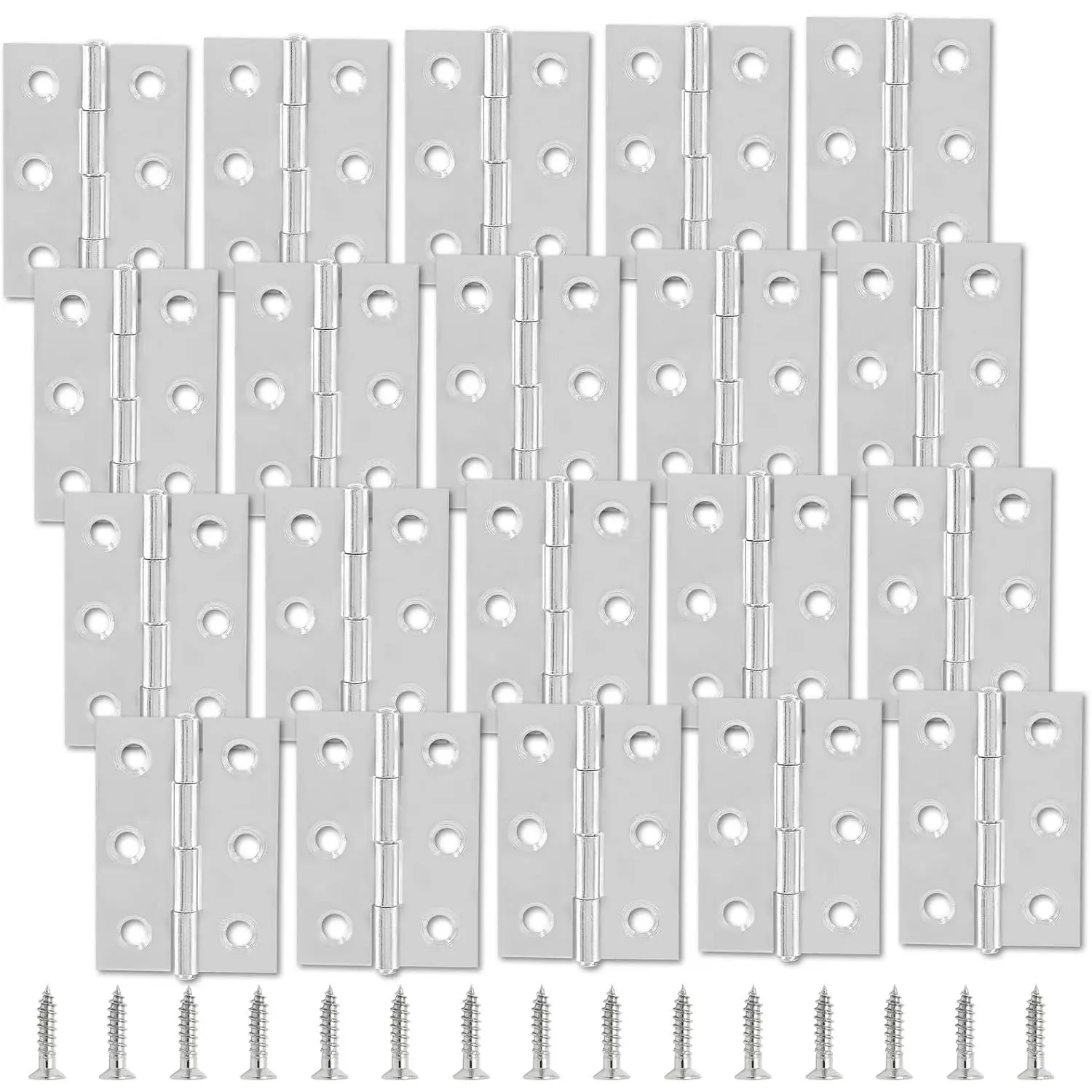 20 count 2 Inch  Hinges, Stainless Steel Cabinet Hinges | Small Door Hinges, Window Hinge, For , Wooden, Chest Box, Chrome
