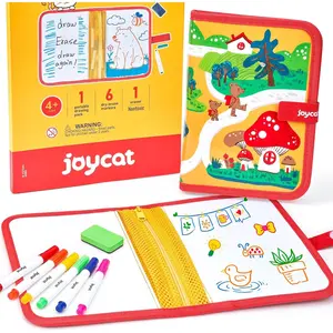 10-Inch Dual-Sided Dry Erase Travel Board for Kids with Zippered Storage - Portable Whiteboard Set with 6 Markers, Eraser.Coloring & Drawing Busy Book, Lightweight Foldable Activity Gifts for Kid