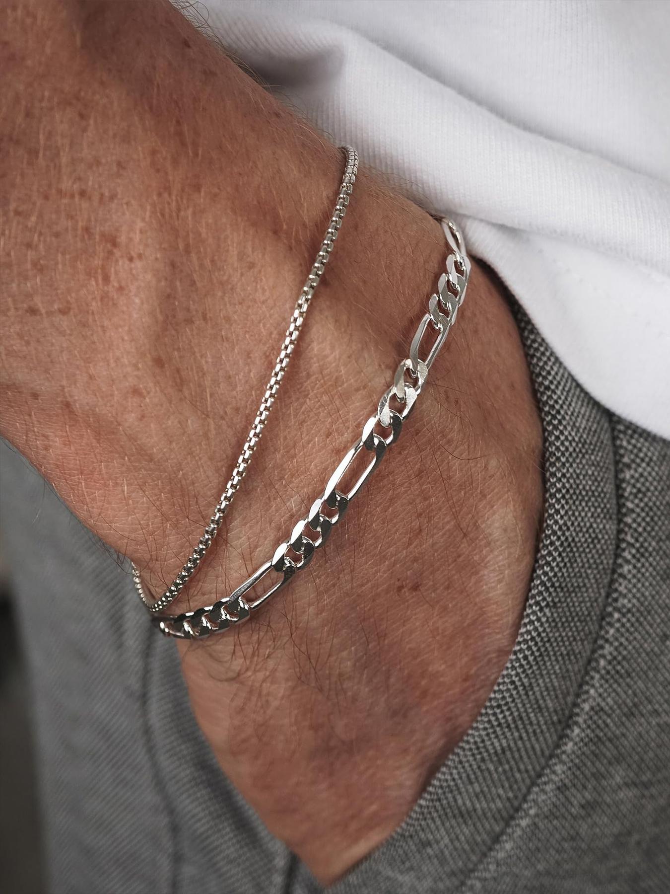 Summer Men's Simple Plain Chunky Chain Link Stackable Bracelet, Fashion Cuban Chain Bracelets Kit, Stainless Steel Bracelet, Elegant Jewelry Bracelet, Casual Versatile Streetwear Jewelry Accessories, Non Tarnish Jewelry, Fashionable Accessories