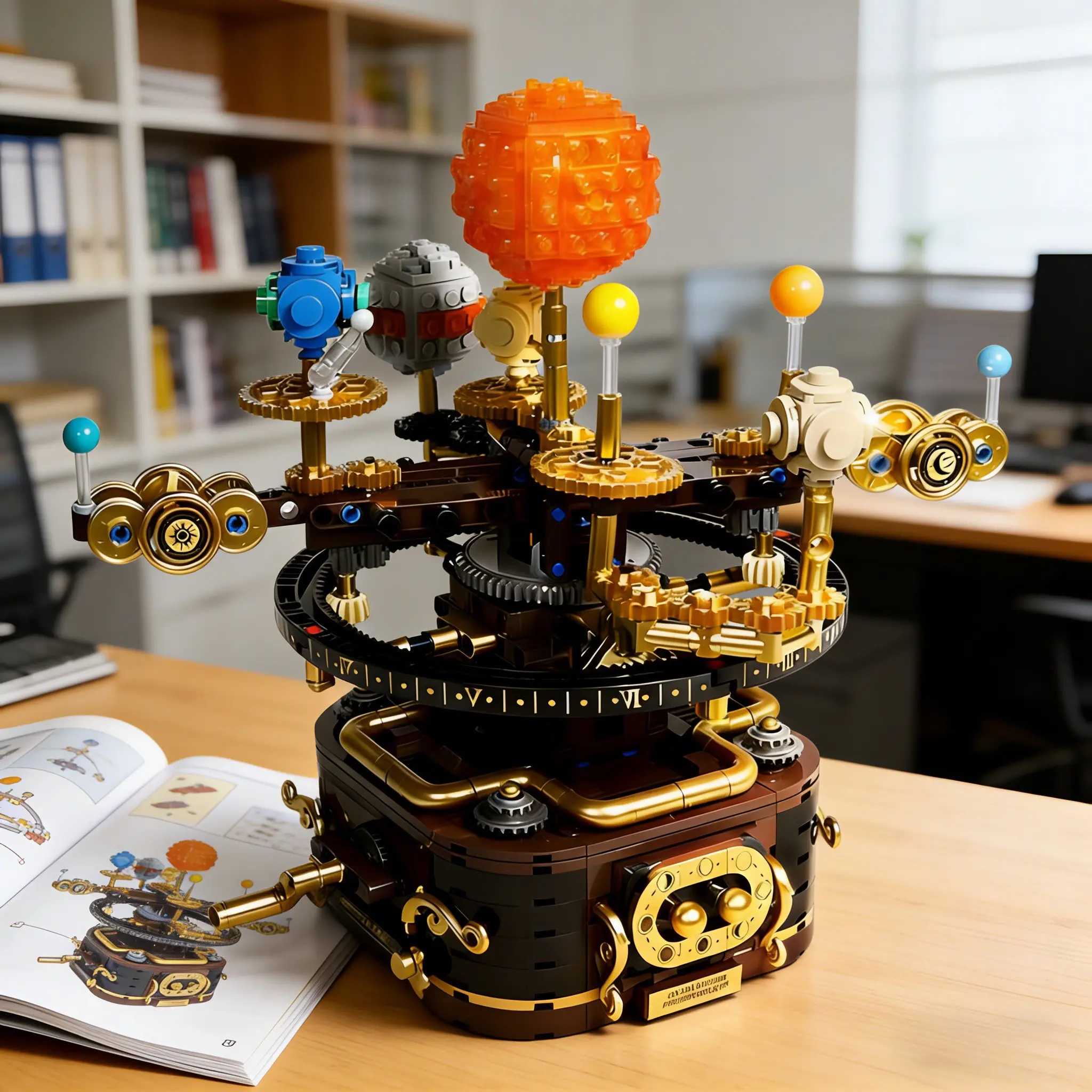 856pcs Solar System Rotating Planet Gear Set, Adult High-Difficulty Building Toy, Creative Desktop Ornament, Perfect Gift for Kids, Model Building Kits