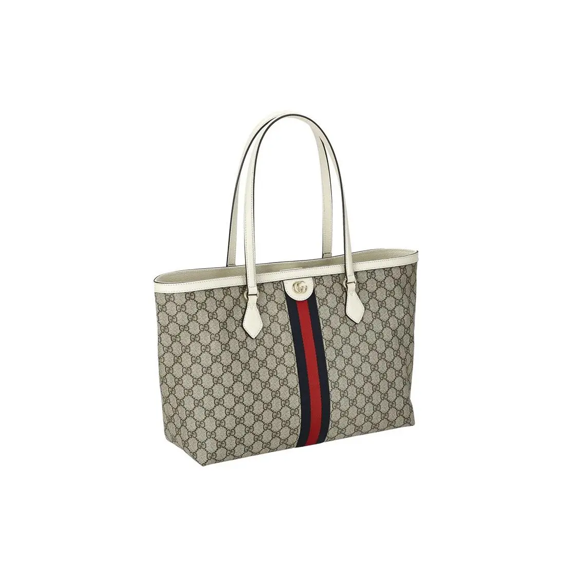 Gucci Ophidia GG Canvas and Leather Tote Bag for Women – Red and Blue Webbing with Gold-Tone Logo