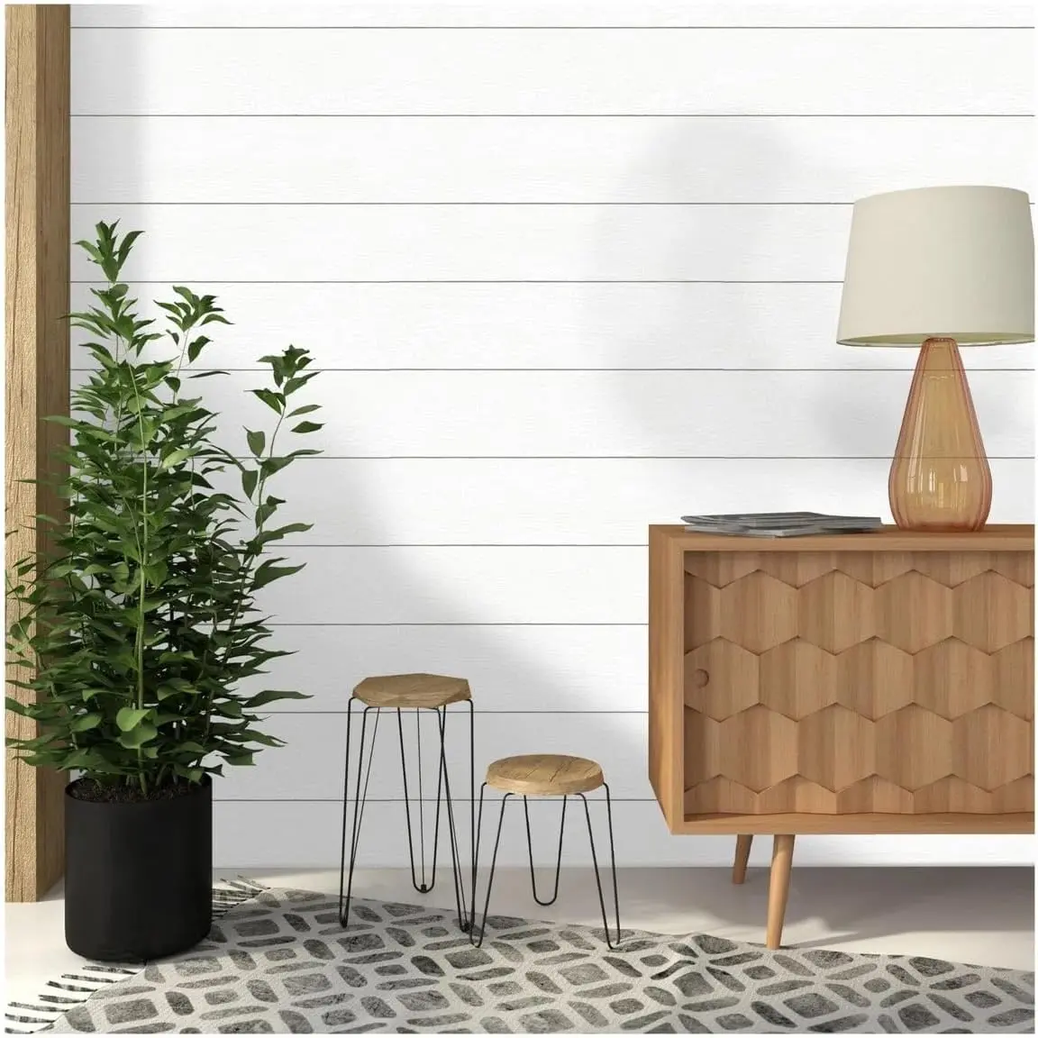 Real  Planks for Wall- White Shiplap Boards 5" Peel and Stick Shiplap Boards 10 count Wall Shiplap Planks Board 12.5 Sq Ft