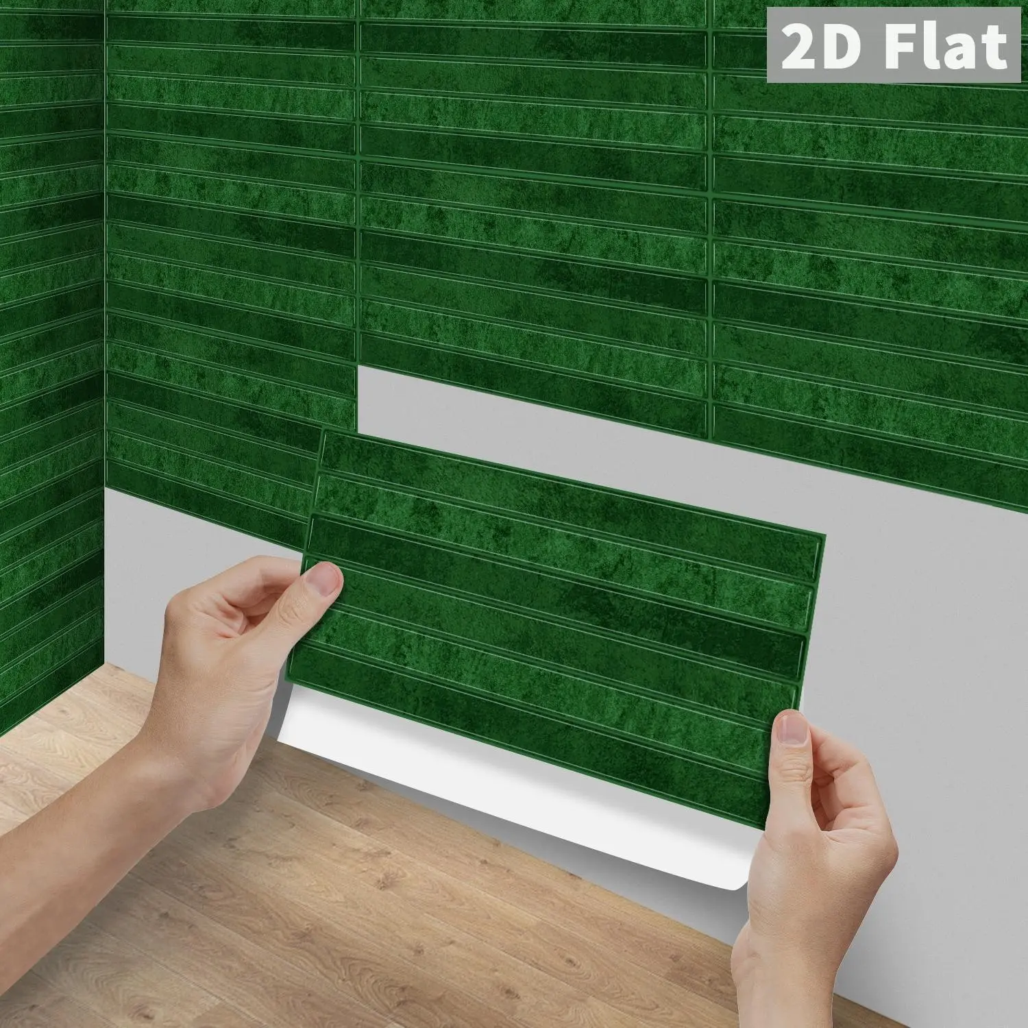 6/12/24/48PCS Per Box FG Crystal PVC Peel & Stick Wall Tiles, Olive Green Velvet Vertical Stripe Vintage Backsplash, Waterproof Oil-Proof DIY Self-Adhesive Decals For Kitchen, Bathroom, Floor, Old Tile & Wood Panel Home Decor