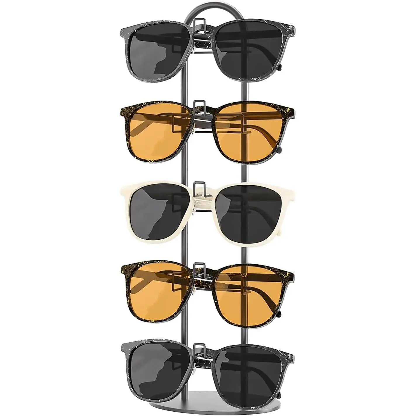Sunglasses Organizer for Women, Glasses Holder, Sunglass Storage Eyeglasses Rack, Metal Frame Eyewear Display for Table Desk Countertop Dresser Bedroom (1, Black)