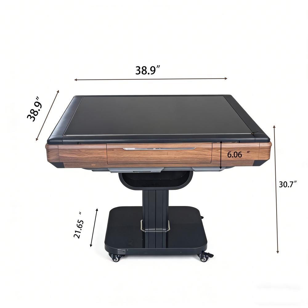 Foldable Ultra-Thin Automatic Mahjong Table with Wheels - Chinese,  American Style 42mm Numbered Tiles (with Hard Table Cover)