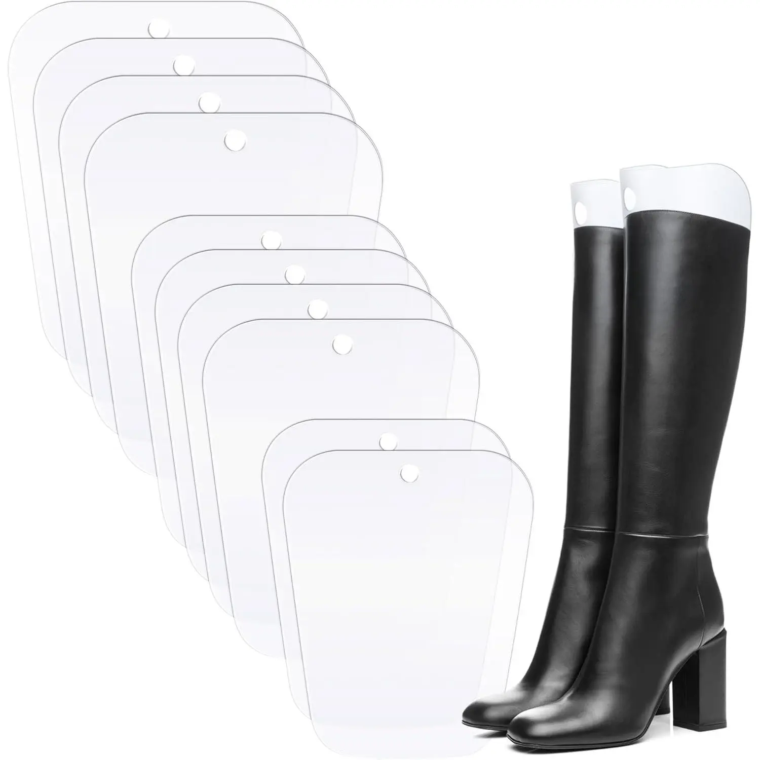 Plastic Boot Shaper Form Inserts with Flat Base, 10 Pieces (5 Pairs) Supportive Tall Boot Support for Women and Men