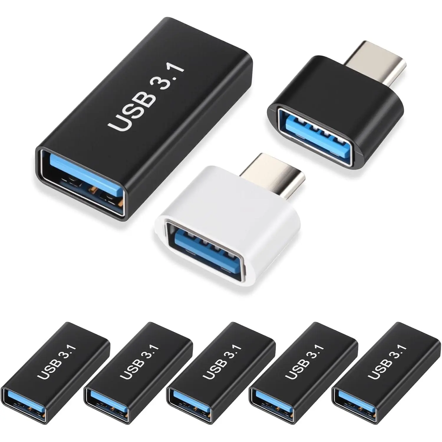5 count USB C to USB A Adapter &2 OTG Adapters,USB C Female to USB A Female Coupler Convert 10Gbps Usb3.1 to C Adapter Connector Bi-Directional High Speed USB Extension Connector Support Charge Data Sync