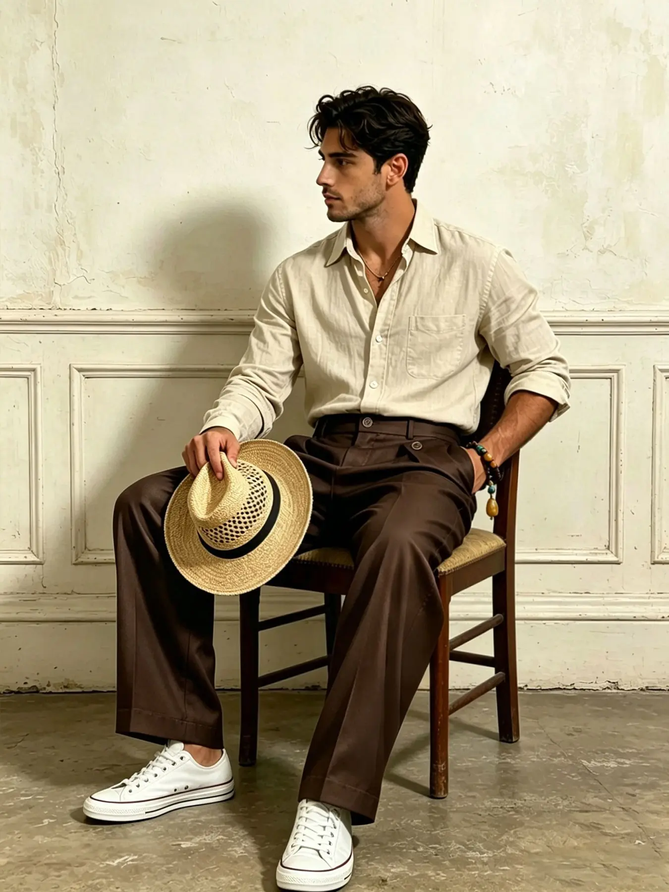 Wide Leg Pleated Trousers for Men - Comfortable Versatile Smart Casual Office & Everyday Wear