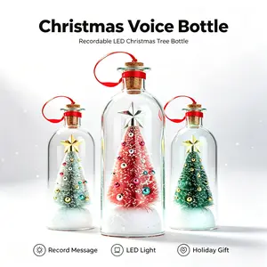 Forever Voice Recordable Christmas Tree Bottle – Personalized Voice Message Ornament That Saves Voices Forever – Meaningful Christmas & Valentine’s Day Gift for Mom, Kids, Friends & Loved Ones