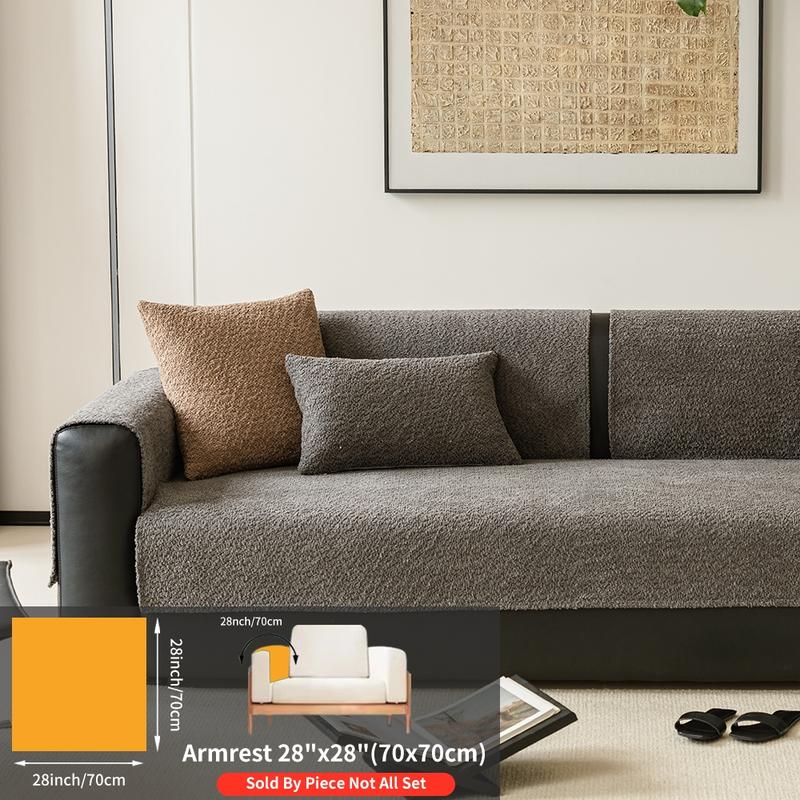 Pure Color Pearl Velvet Sofa Cover, Washable Sofa Slipcover, Pet-Friendly Anti-Slip Protector, Home Decor Furniture Protector for Living Room Bedroom