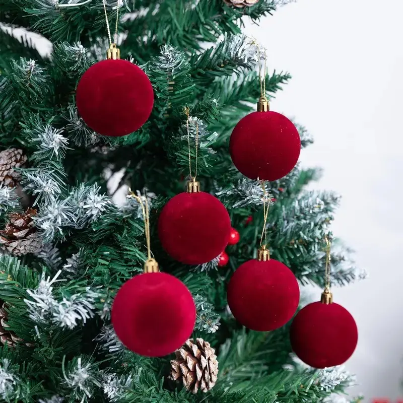 16pcs Dark Color Christmas Decorations, Luxurious Shatter-Proof Plastic Ball Tree Ornaments, Bohemian Style, Holiday Gifts