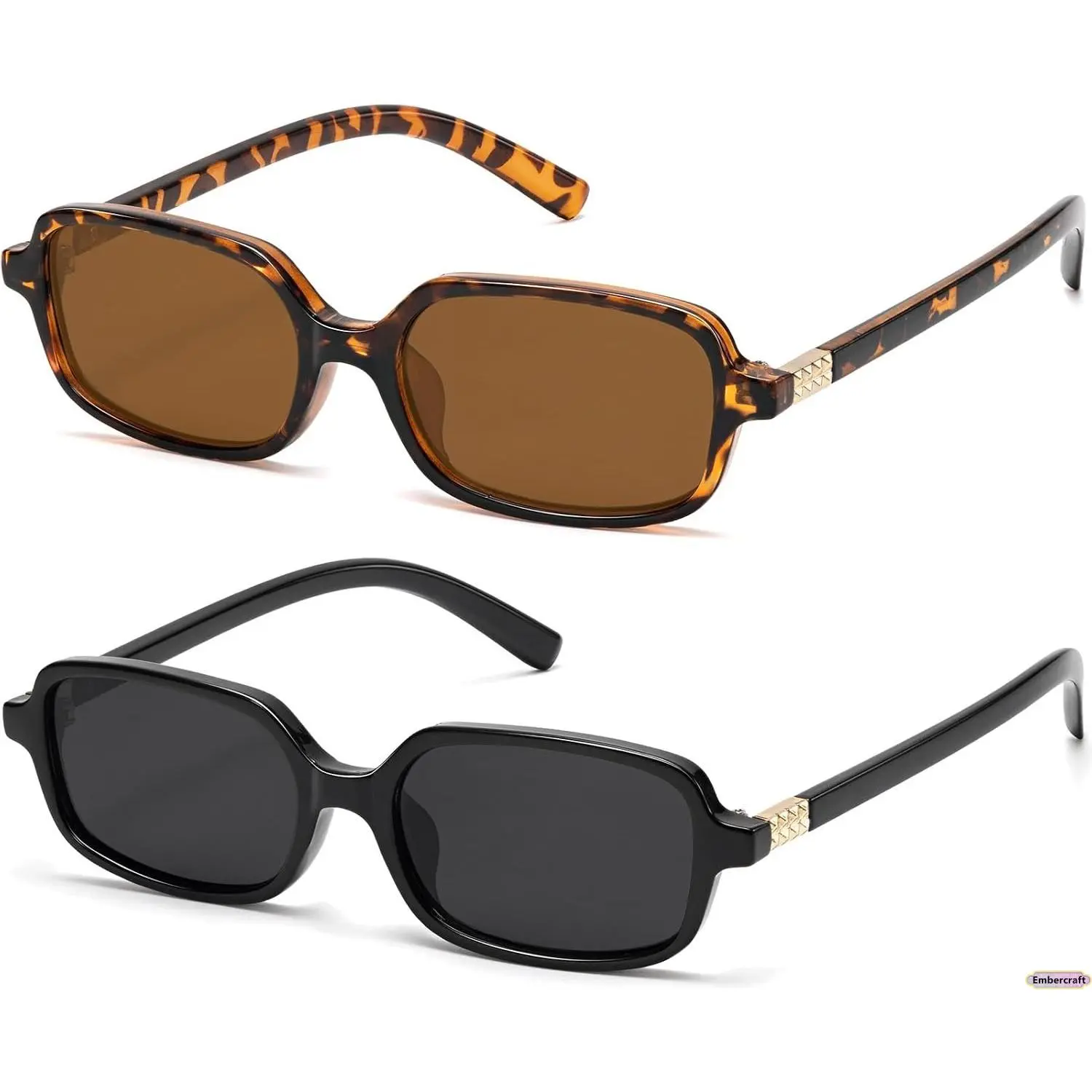 Viral Y2K Rectangle Sunglasses for Women, Aesthetic Small Frame Retro Shades with UV400 Protection, Trendy Vintage Eyewear, Lightweight Street Style Fashion Glasses for Travel, Festivals, Beach Days & Daily Wear