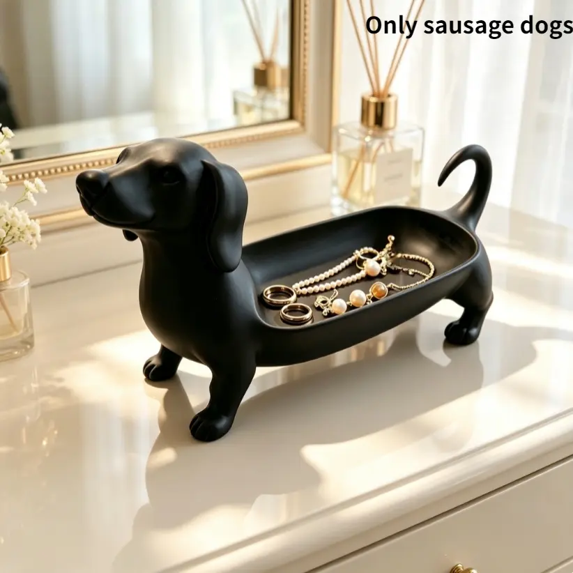 Cute sausage dog storage ornament, storage ring, glasses, keys, full of home atmosphere, perfect for gift giving