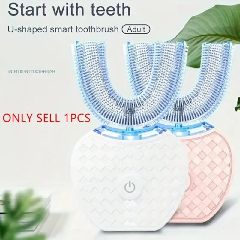 Sound Wave U-Shaped Electric Toothbrush for Adults, 360 Degree Clean Silicone Brush Head, No Manual Washing Needed, U-Shape Design