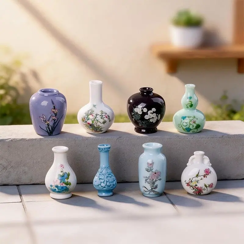 8-Piece Set Resin Mini Vases, Vintage Micro Landscape Decor, DIY Floral Arrangements, Home Décor, Graduation Festival Gifts
