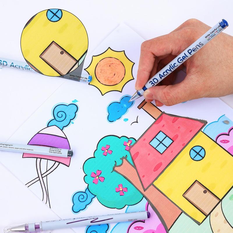 3D Acrylic Gel Pen, 1 Box Quick-drying Ink Gel Pen, Graffiti Painting Set, Acrylic Markers, Can Take Notes, Mark, Greeting Cards, Fill in Colors, Outline