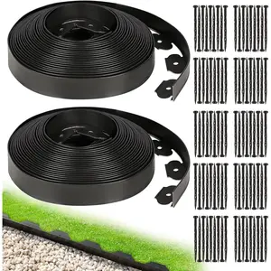 1.5 Inch x 100FT Garden Edging Border, Plastic Edging for Landscaping with 120pcs Spikes