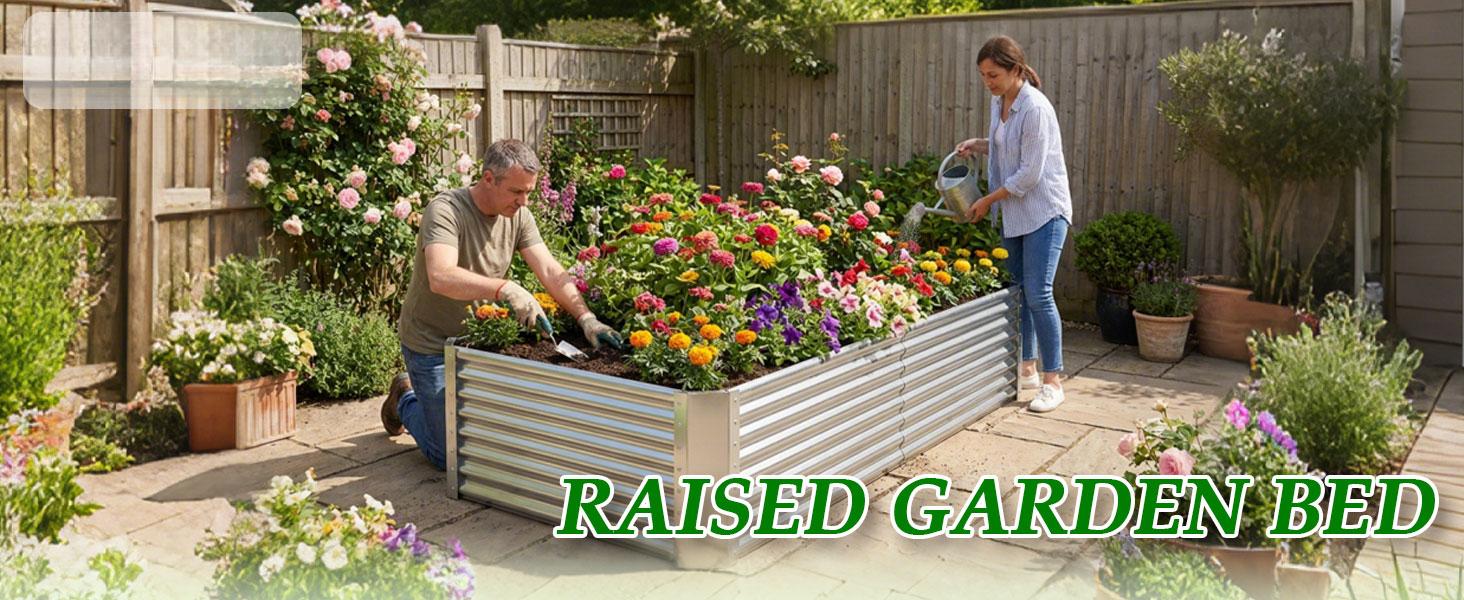 Galvanized Raised Garden Bed Kit Outdoor Patio,6x3x2ft Large Rectangular Metal Planter Boxes,Deep Root Box Planter for Gardening, Vegetables, Flowers, Herbs, 1 Pack, Silver