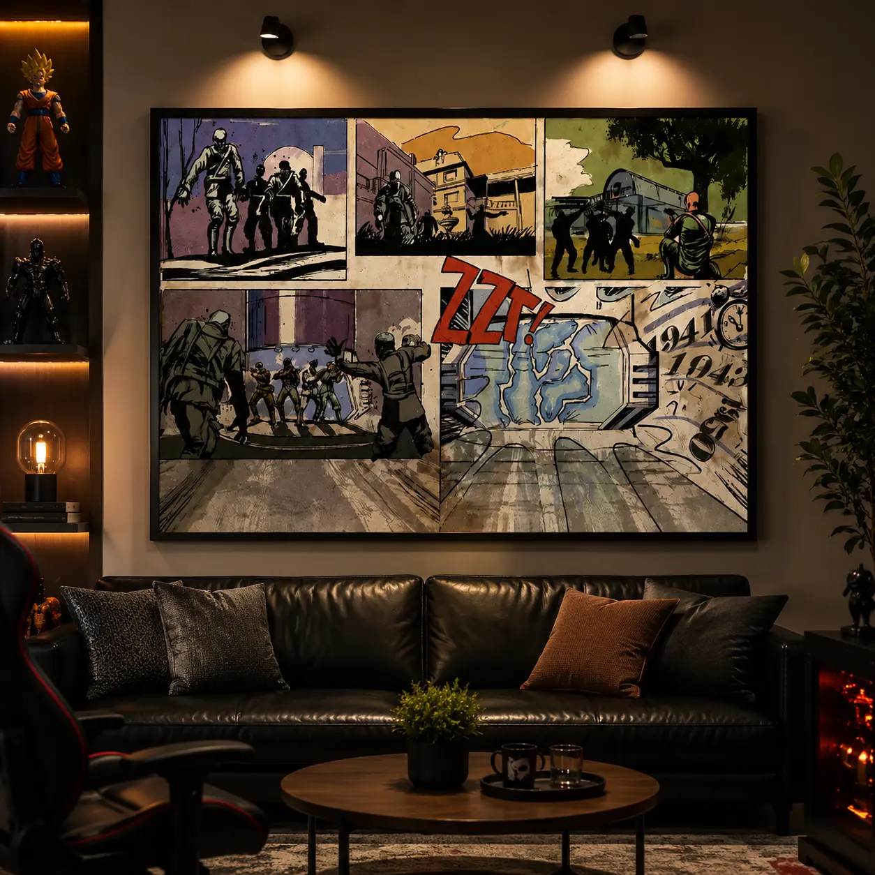 Zombie Gaming Wall Art Canvas Print FPS Inspired Poster Vintage Gamer Room Decor for Bedroom Game Room Man Cave and Home