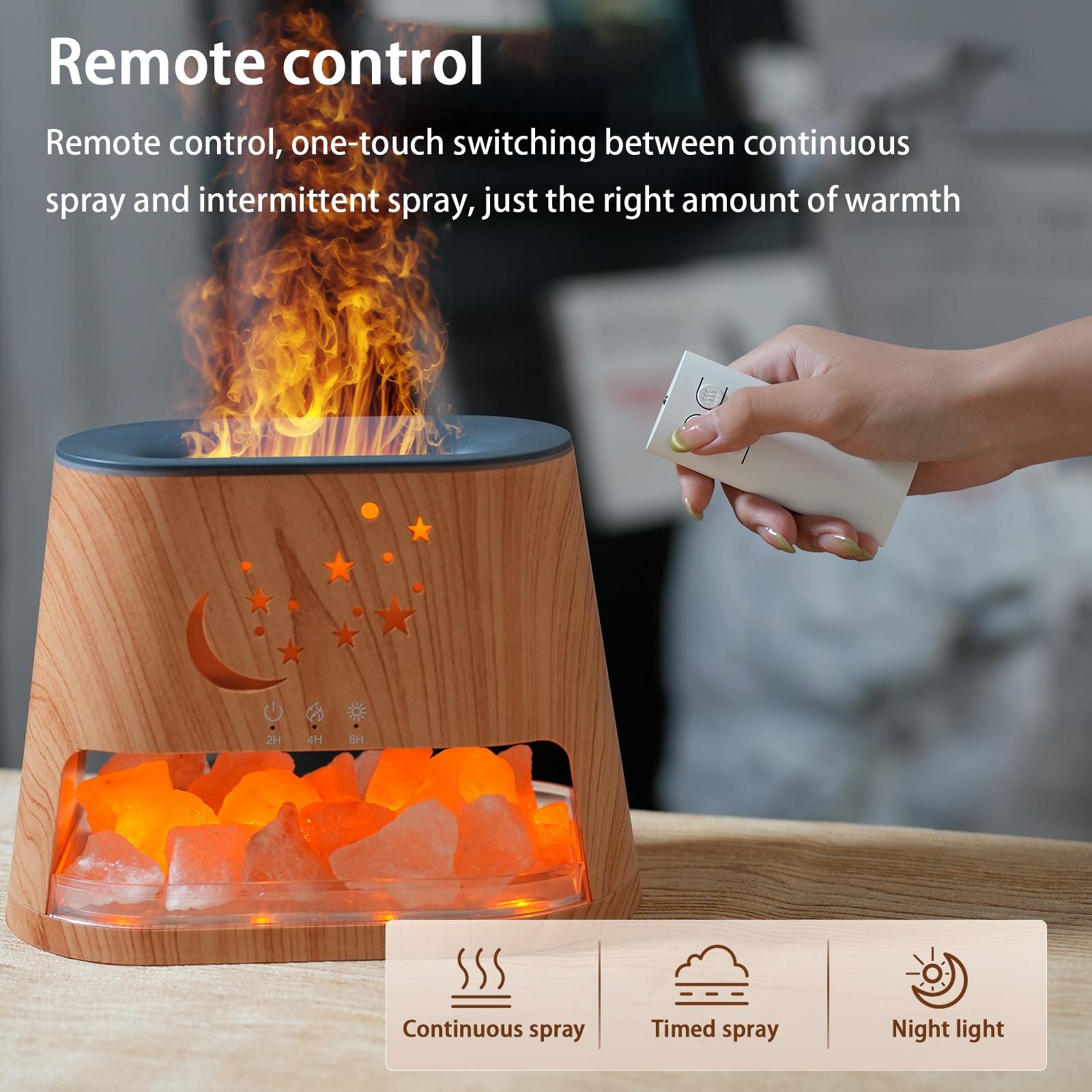 Star Moon Flame Diffuser and Atmosphere Salt Lamp, 8 Color Aromatherapy Diffuser Cool Mist Humidifier with Timer Auto-off Function for Home, Bedroom, Office, Yoga